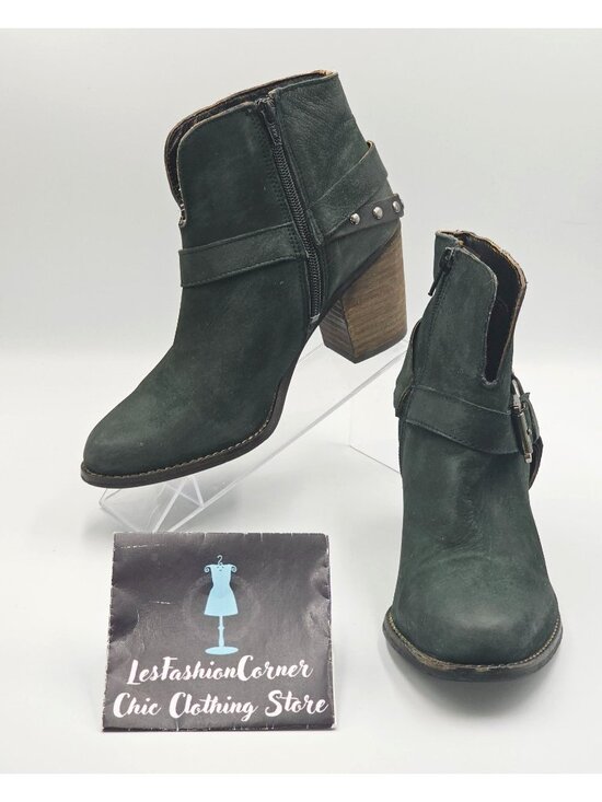 Matisse Shoes - Matisse Women's Gray Leather Harney Heeled Ankle Boots Studded Strap Sz7.5 2919